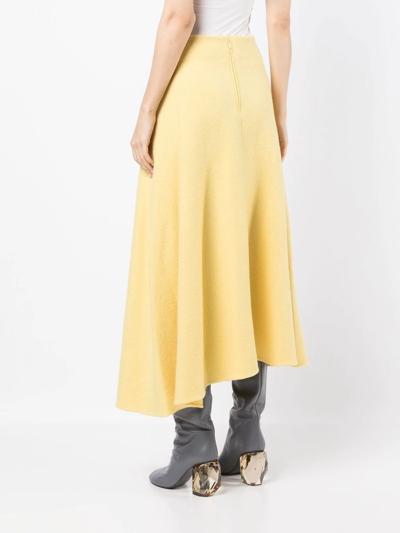 Jil Sander Flared Wool Skirt With Discreet Zipper Closure In Yellow