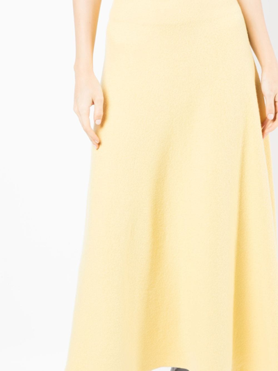 Jil Sander Flared Wool Skirt With Discreet Zipper Closure In Yellow