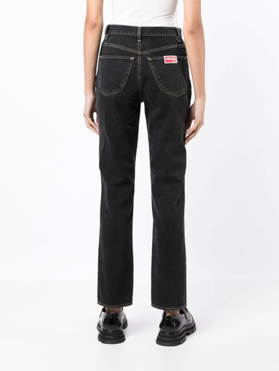 Shop Kenzo Logo-patch Slim-cut Jeans In Black