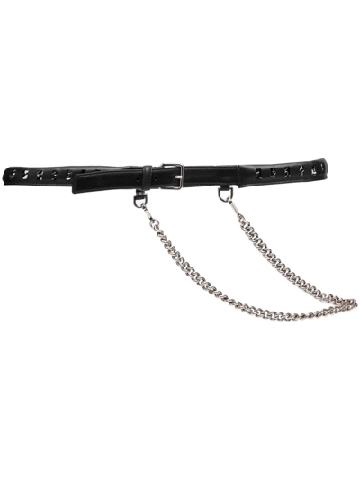 Shop Alexander Mcqueen Chain-link & Leather Belt In Black