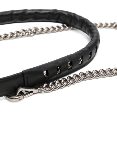 Alexander Mcqueen Chain-embellished Leather Belt In Black