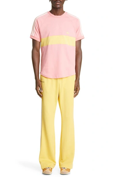 Shop Adidas X Wales Bonner Slim Fit Colorblock Organic Cotton T-shirt In Tactile Rose