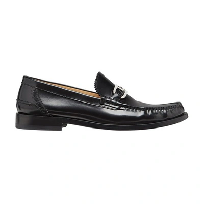 Shop Fendi Leather Loafers In Noir