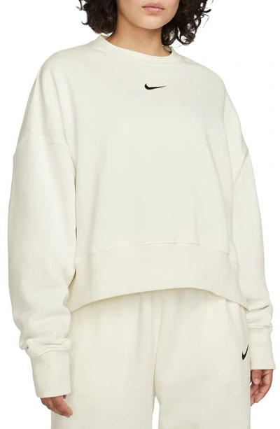 Shop Nike Phoenix Fleece Crewneck Sweatshirt In Sail/black