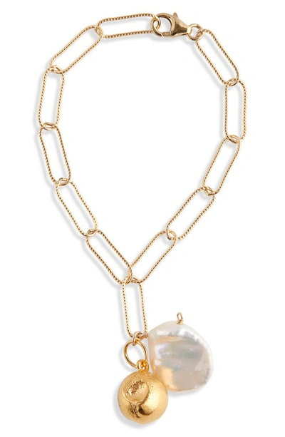 Shop Alighieri Moon Fever Freshwater Pearl Bracelet In Gold Plated