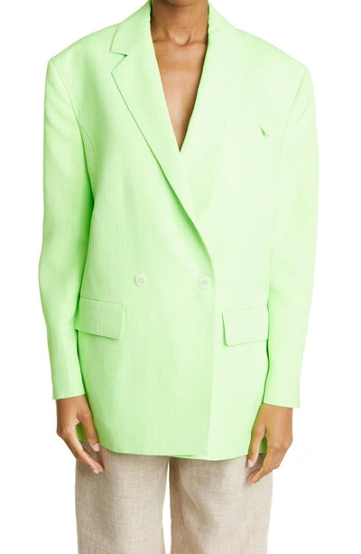 Shop Jacquemus Le Veste Marino Oversize Double Breasted Blazer In Green