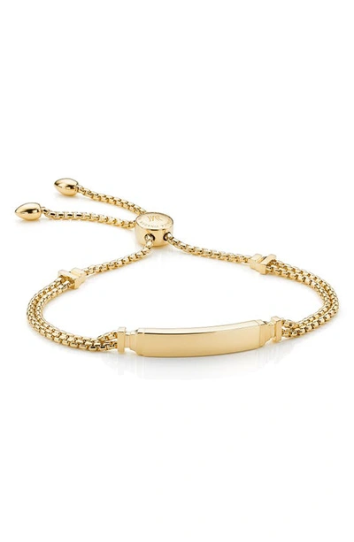 Shop Monica Vinader Engravable Baja Deco Id Bracelet In Yellow Gold