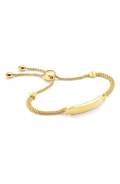 Shop Monica Vinader Engravable Baja Deco Id Bracelet In Yellow Gold