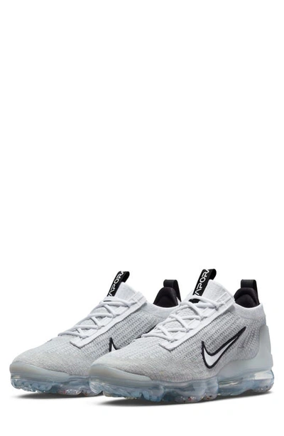 Nike Big Kids Air Vapormax 2021 Flyknit Casual Sneakers From Finish Line In White/ White/ Black