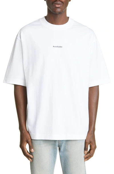Shop Acne Studios Relaxed Fit Logo T-shirt In Optic White