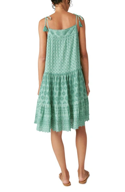 Shop Lucky Brand Tie Strap Tiered Eyelet Dress In Mineral Blue