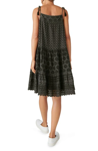 Shop Lucky Brand Tie Strap Tiered Eyelet Dress In Washed Black