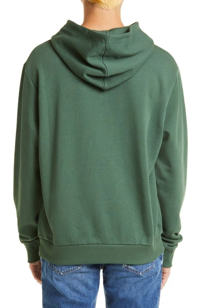 Shop Balmain Cotton Logo Hoodie In Udd Vert Bouteille/ Noir