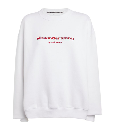 Shop Alexander Wang Crew-neck Logo Sweatshirt In White