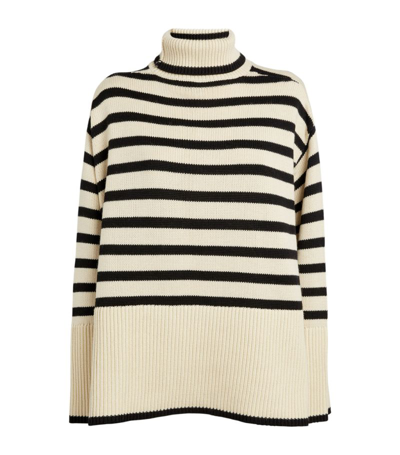 Shop Totême Wool-cotton Striped Sweater In Neutral