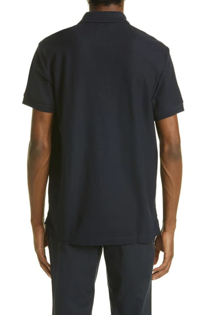 Shop Burberry Eddie Embroidered Piqué Polo In Coal Blue