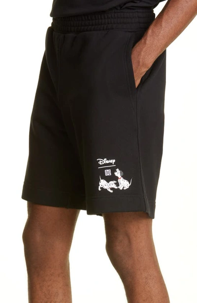 Shop Givenchy Disney X  '101 Dalmatians' Cotton Logo Shorts In Black