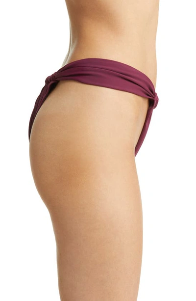 House Of Cb Athens Ruched High-rise Bikini Bottoms In Prune