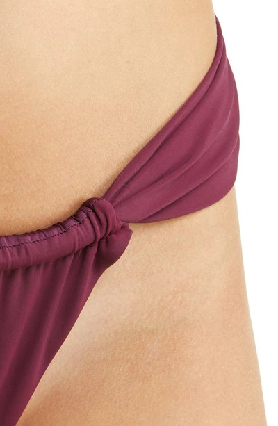 House Of Cb Athens Ruched High-rise Bikini Bottoms In Prune