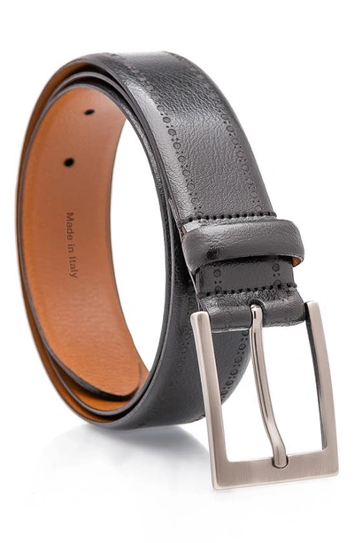 Shop Made In Italy Brogue Leather Belt In Black