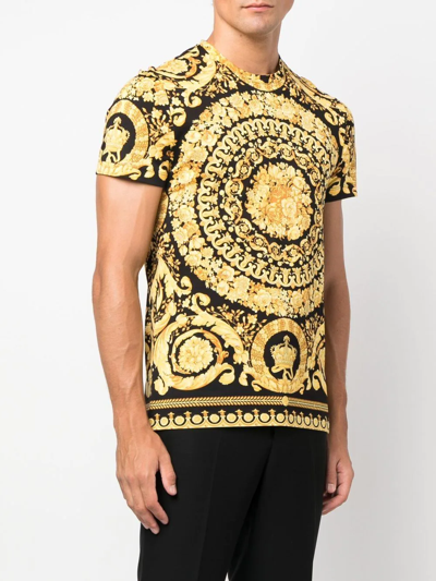 Shop Versace Barocco Cotton T-shirt In Black