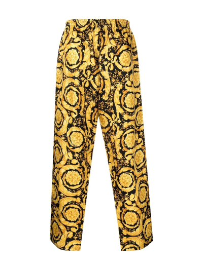 Versace All-over Baroque-print Pajama Trousers In Yellow