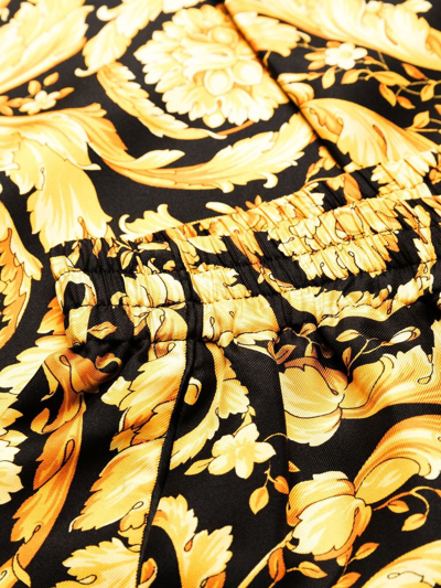 Shop Versace Barocco Silk Pajama Bottoms In Yellow