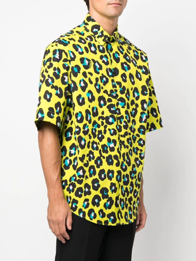 Shop Versace All-over Leopard-print Shirt In 黄色
