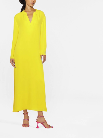 Valentino Thigh-slit Silk Georgette Maxi Dress In 黄色