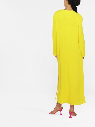 Valentino Thigh-slit Silk Georgette Maxi Dress In 黄色