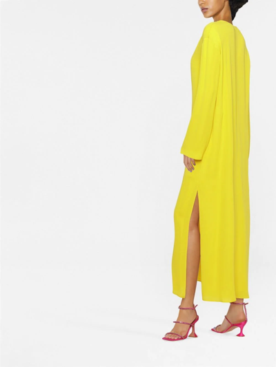 Valentino Thigh-slit Silk Georgette Maxi Dress In 黄色