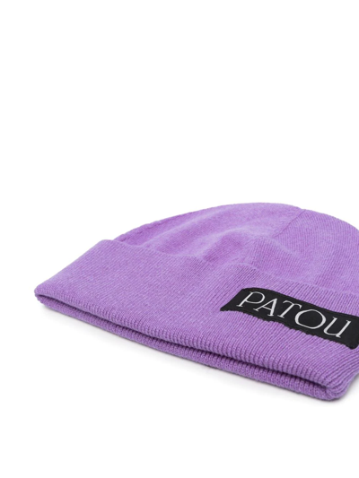 Patou Purple Merino Wool And Cashmere Beanie In Purple