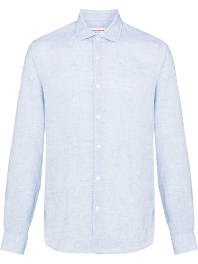 Shop Orlebar Brown Long-sleeve Button-fastening Shirt In 蓝色
