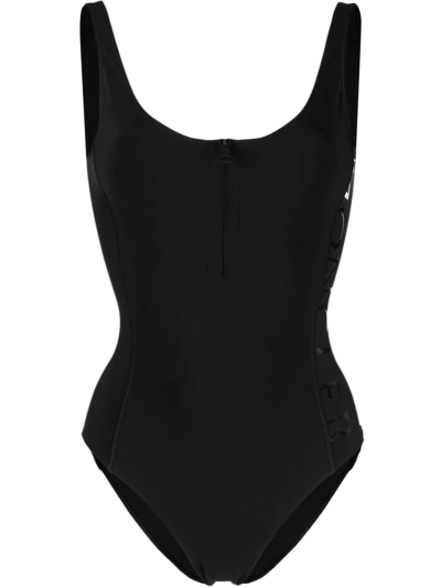 Shop Moncler Body One-piece Swimsuit In 黑色
