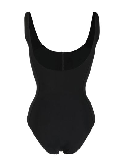 Shop Moncler Body One-piece Swimsuit In 黑色