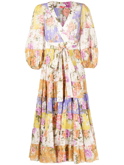 Shop Zimmermann Pattie Floral-print Midi Dress In 彩色
