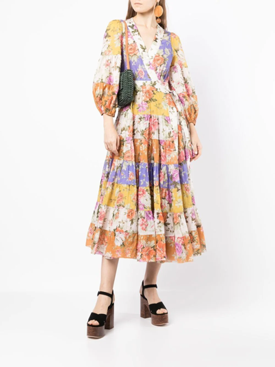 Shop Zimmermann Pattie Floral-print Midi Dress In 彩色