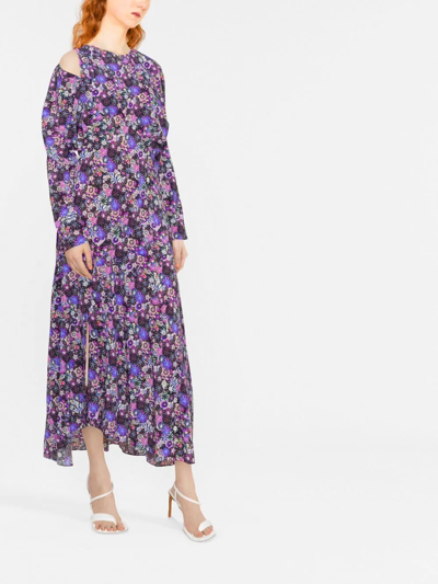 Isabel Marant Floral-print Long-sleeve Maxi Dress In 紫色
