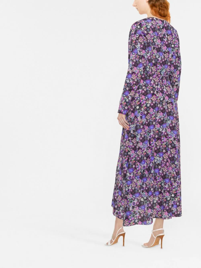 Isabel Marant Floral-print Long-sleeve Maxi Dress In 紫色