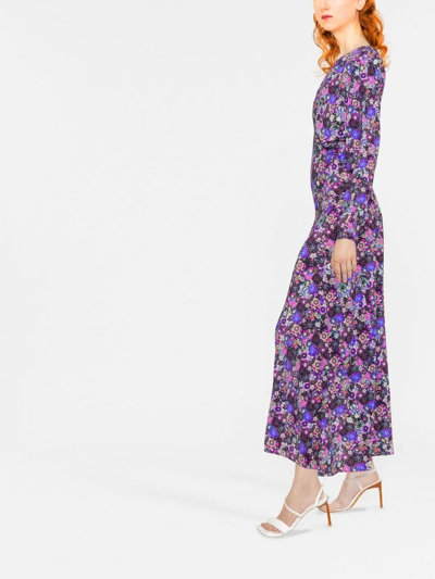 Isabel Marant Floral-print Long-sleeve Maxi Dress In 紫色