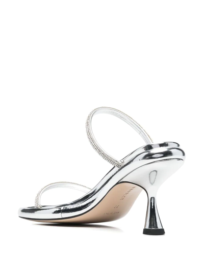 Shop Wandler June 100mm Rhinestone-embellished Sandals In Grey