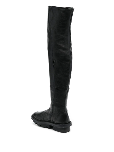 Ps By Paul Smith Thigh-high Flat Leather Boots In 黑色