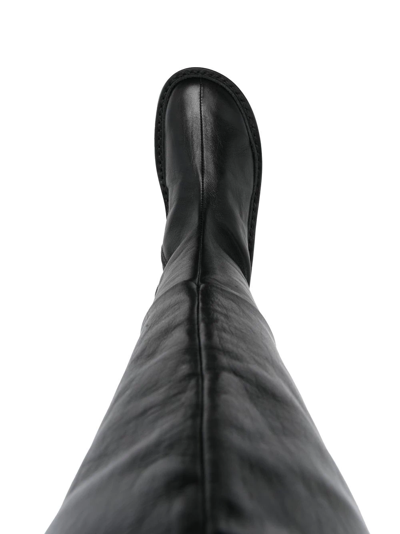 Ps By Paul Smith Thigh-high Flat Leather Boots In 黑色