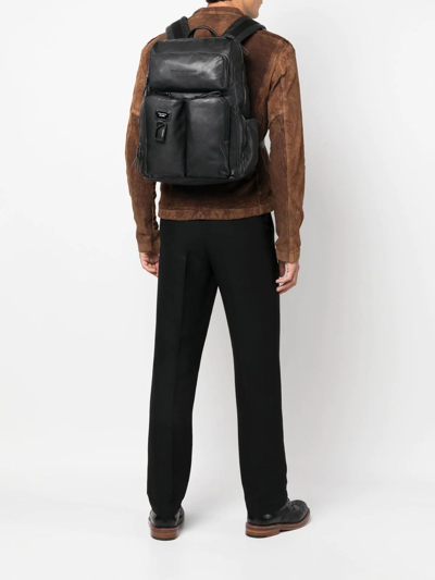 Piquadro Logo-plaque Detail Backpack In 黑色