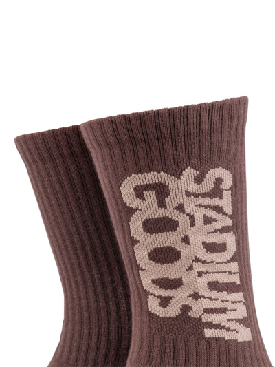 Shop Stadium Goods Logo-print ''bark Brown'' Crew Socks