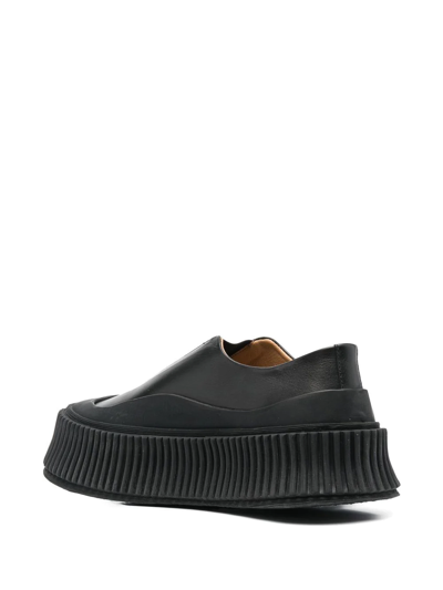 Shop Jil Sander Platform-sole Slip-on Sneakers In 黑色