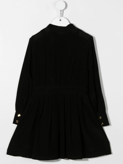 Shop Balmain Flared Long-sleeve Dress In 黑色