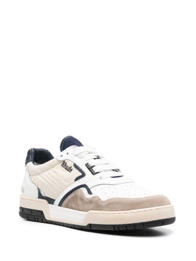 Shop Rhude Colour-block Panelled Low-top Sneakers In 白色