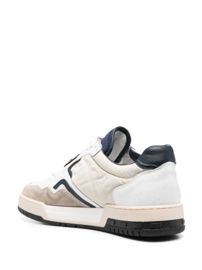 Shop Rhude Colour-block Panelled Low-top Sneakers In 白色