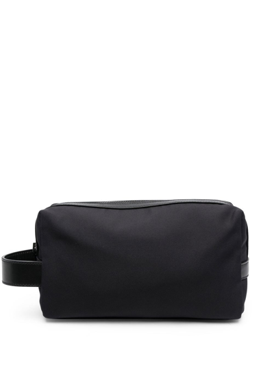 Shop Amiri Logo-print Leather-trim Wash Bag In 黑色